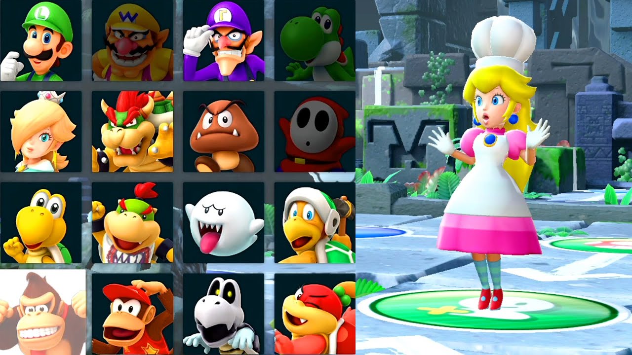 Super Mario Party - Peach Vs Daisy Vs Mario Vs Kirby (Whomp's Domino Ruins)