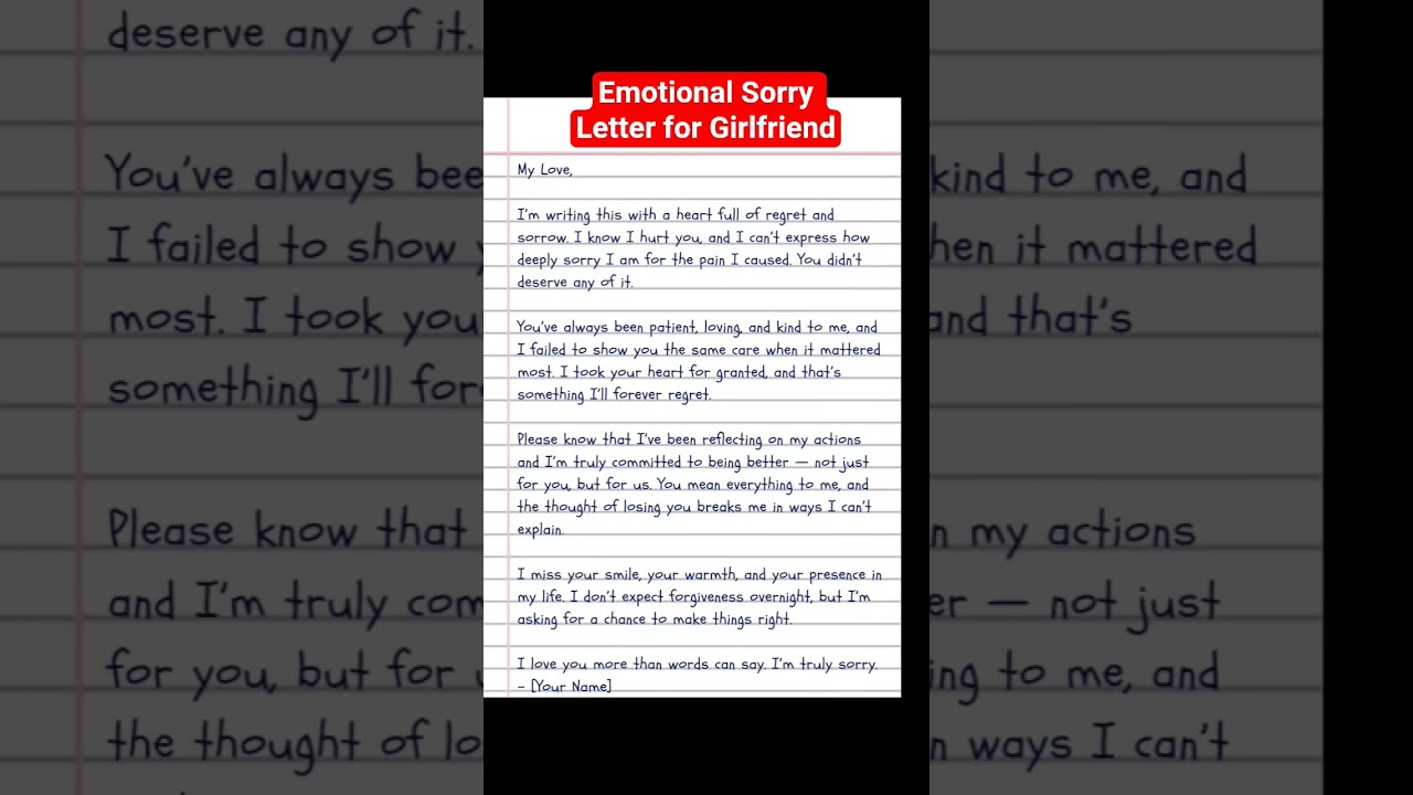 Emotional Sorry Letter for Girlfriend #relationship #sorry #letter