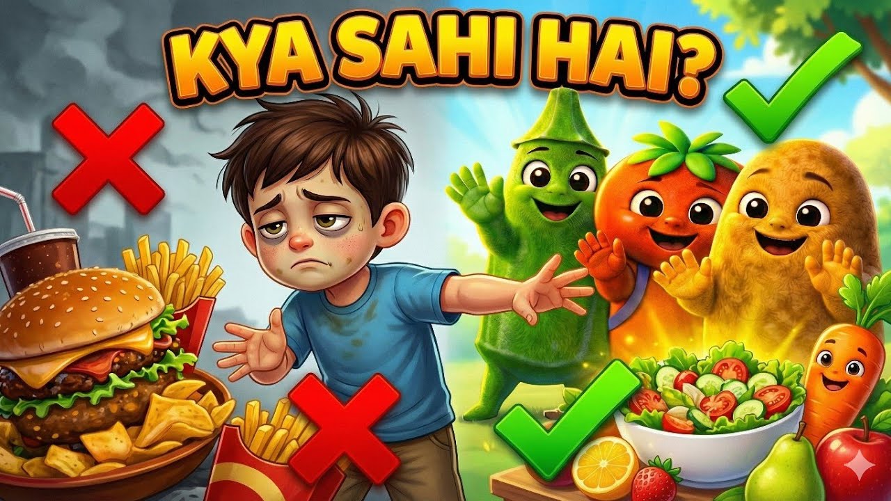Kya Sahi Hai? 🤔 | Junk Food vs Healthy Food | Kids Moral Story in Hindi