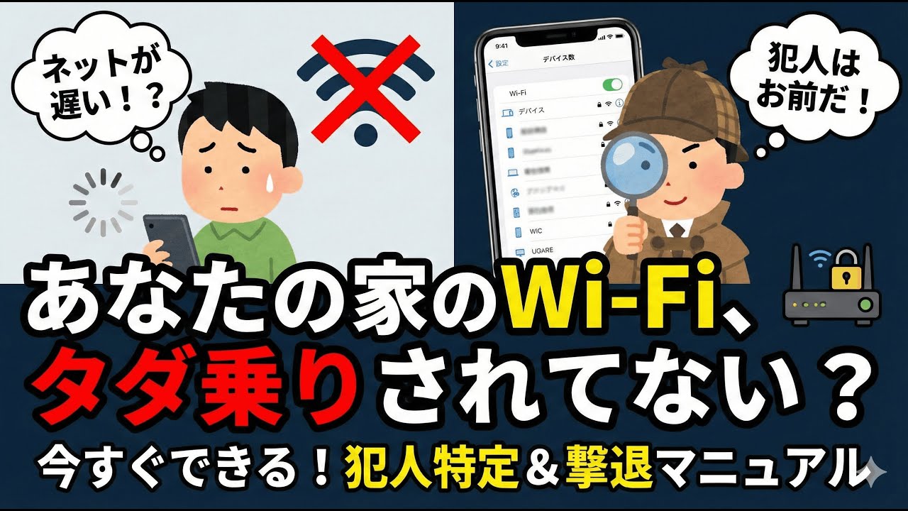 【危険】あなたの家のWi-Fi、タダ乗りされてませんか？ネットが遅い原因と、犯人を今すぐ特定して撃退する方法！