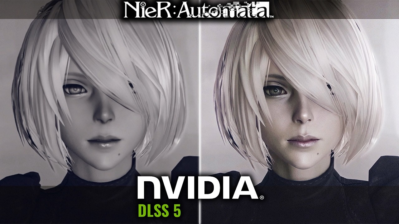 Демонстрация сравнения NEW DLSS 5 в NieR Automata: бок о бок