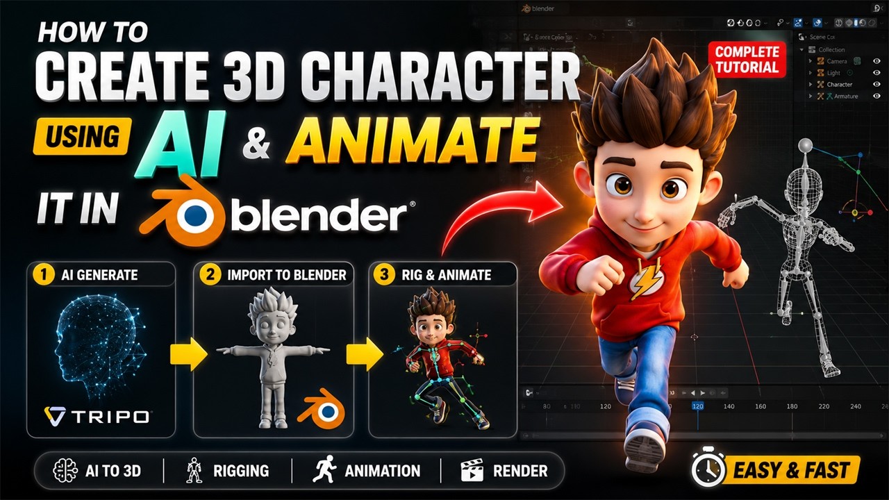 How to Create a 3D Character Using Tripo AI & Animate It in Blender