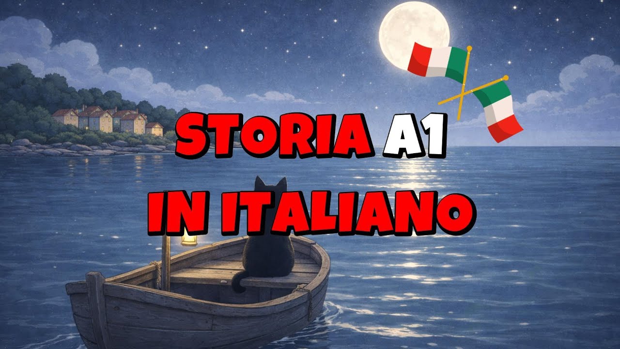 Storia in italiano – Livello A1 | Il Gatto e La Luna 🌕🐈‍⬛
