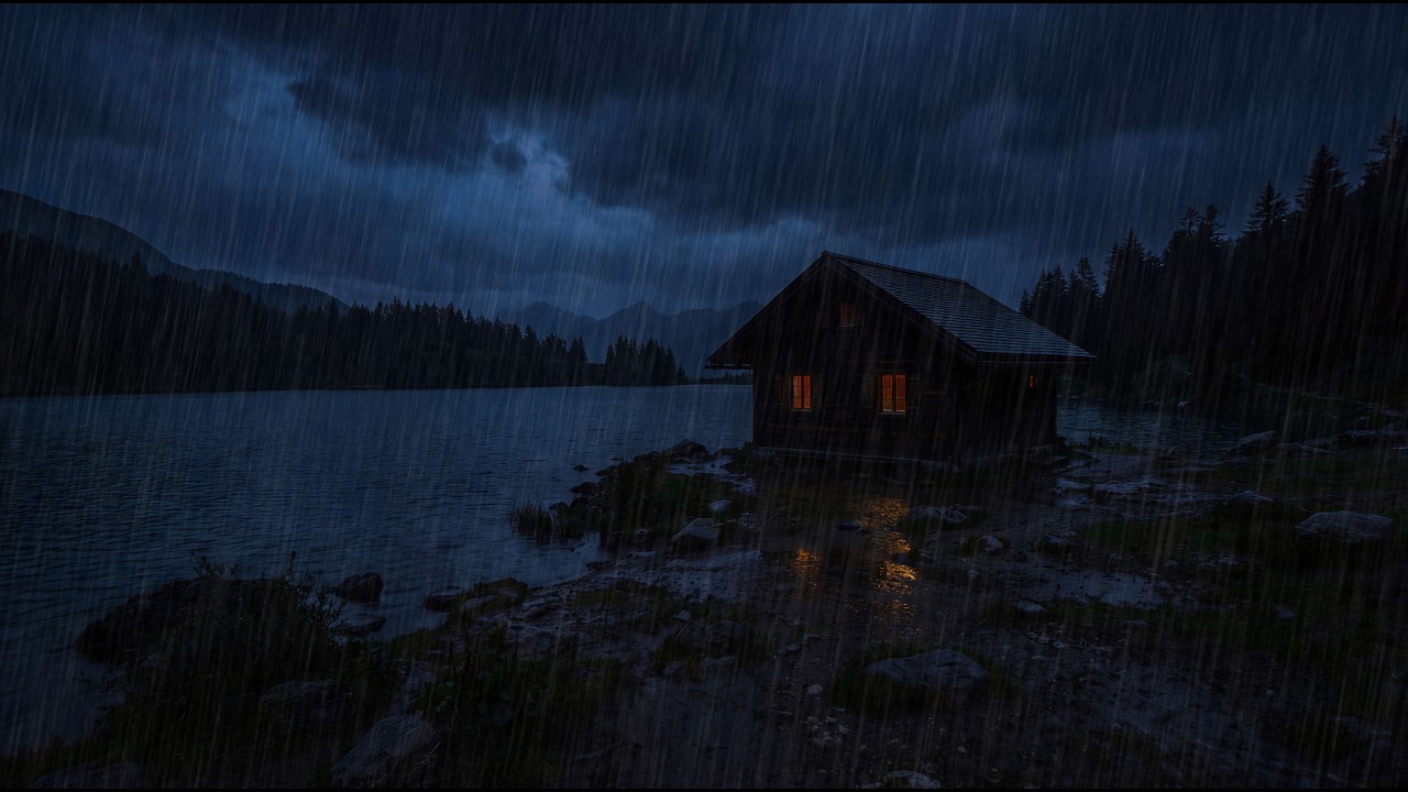 ⛈️ Dark Lake Cabin Rainstorm 🌧️ Heavy Rain & Thunder Ambience for Deep Sleep and Insomnia Relief 😴