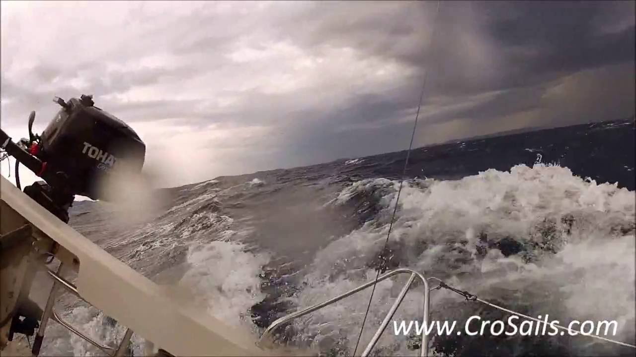 Gale force NE wind (bora) on Adriatic sea - solo sailing Beneteau First 21.7