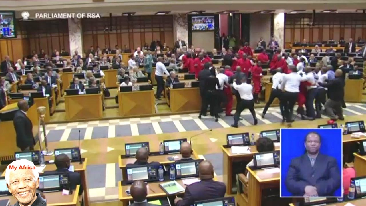 Drama In Parliament.  Malema & EFF Removed Again