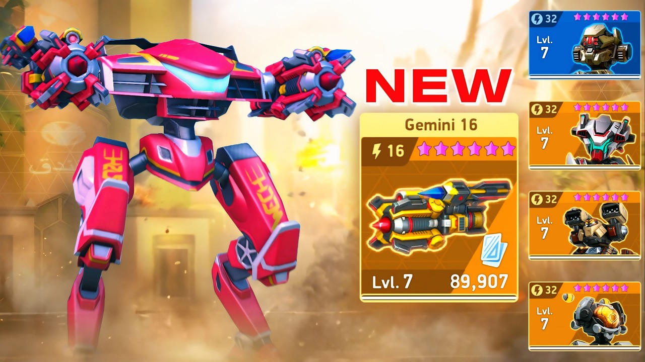 NEW WEAPON Gemini 16 with Panther, Redox, Guardian, Solis, Dreadnought - Mech Arena