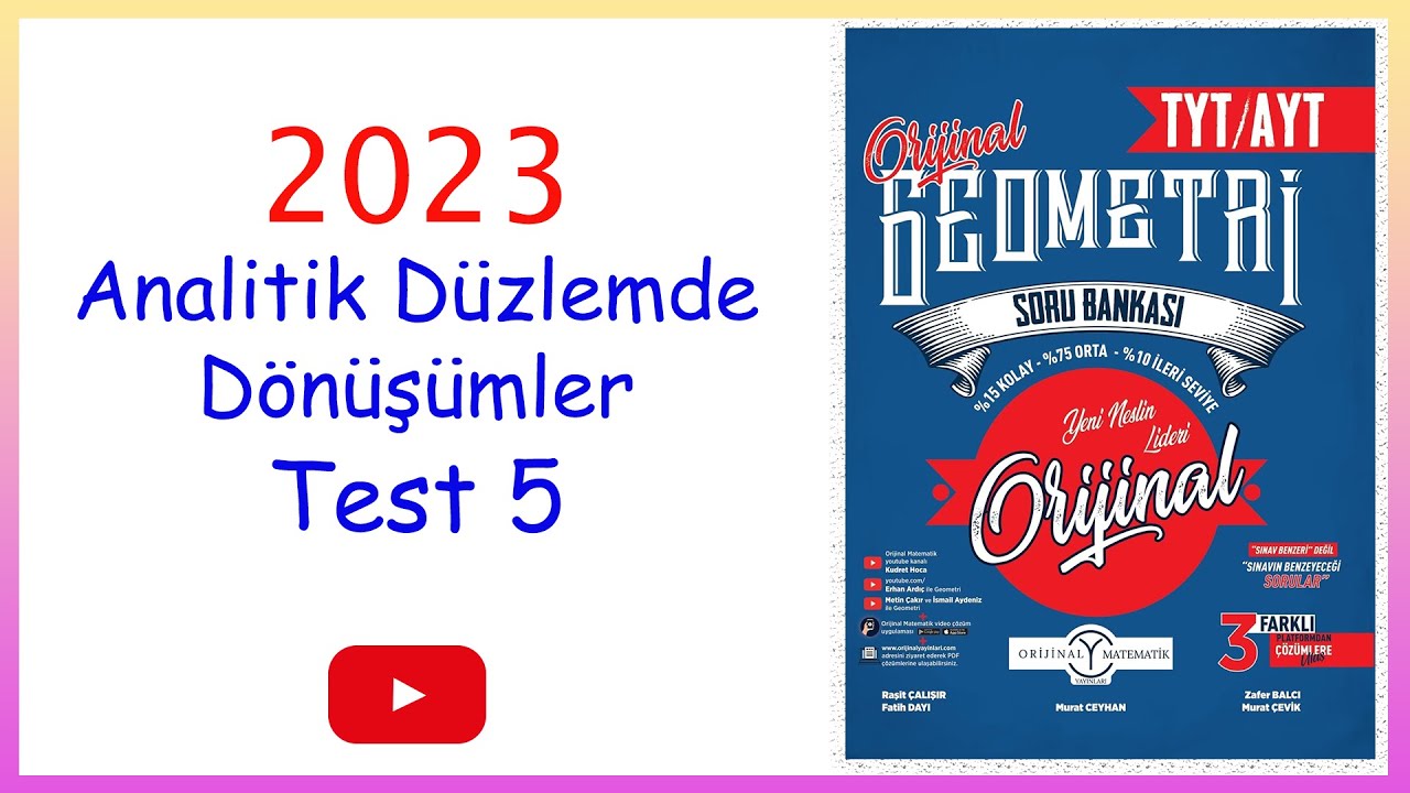 Orijinal geometri Analitik düzlemde dönüşümler Test 5