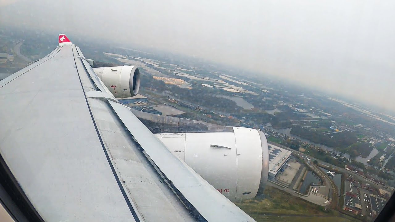 Swiss | Airbus A340-300 | POWERFUL Takeoff out of Amsterdam to Zurich | AMS - ZRH