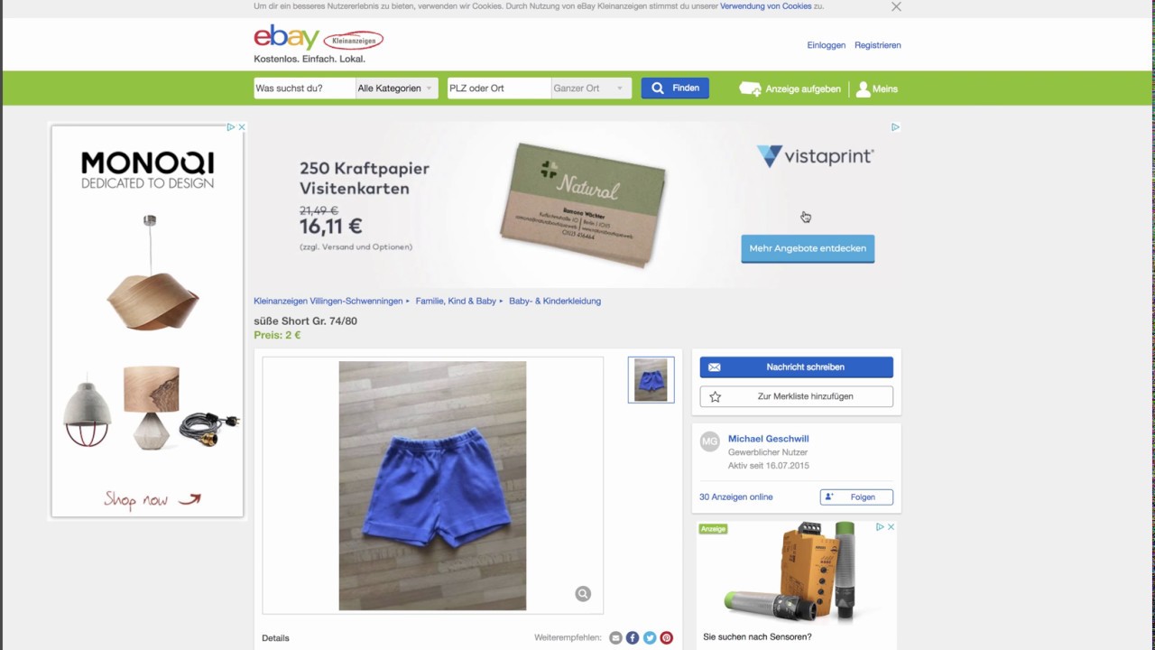 Impressum bei eBay Kleinanzeigen automatisch &auml;ndern