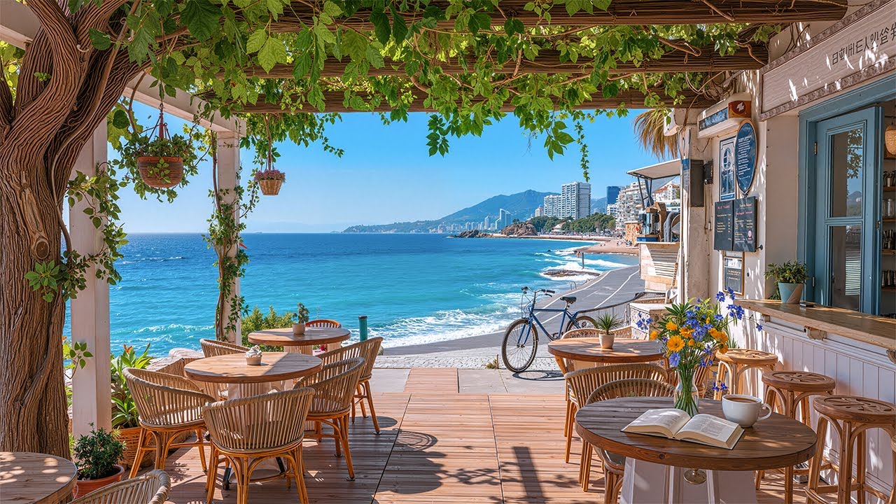 Bossa Nova Beach Cafe Ambience with Relaxing Bossa Nova and Crashing Waves