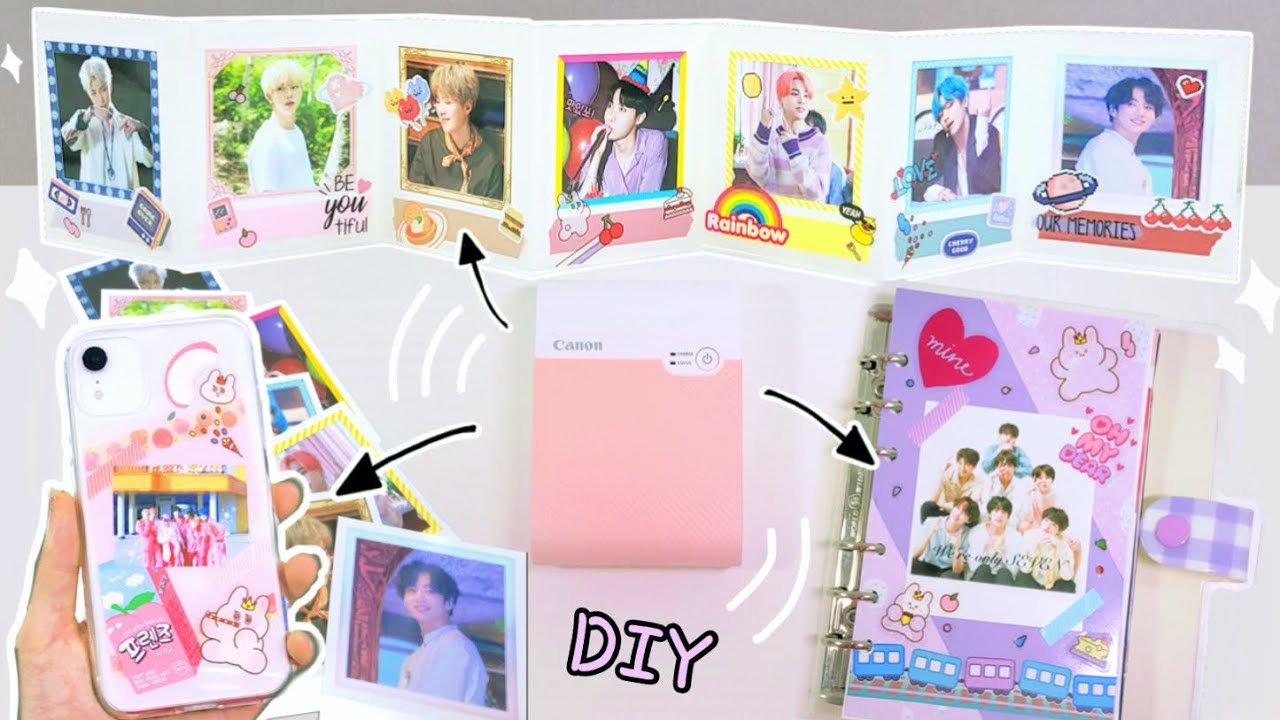 DIY 방탄소년단 폰케이스, 아코디언 카드, 다이어리 꾸미기 BTS Phone Case, Accordion Card, Journal using Photo Printer