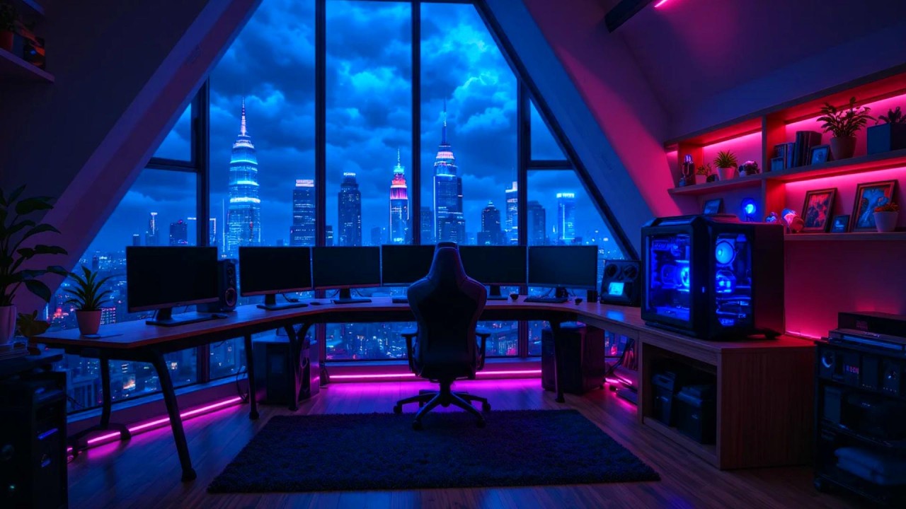 Midnight Lofi Space Rain 🌙 Calm Hip Hop Beats for Study & Relaxing Evenings