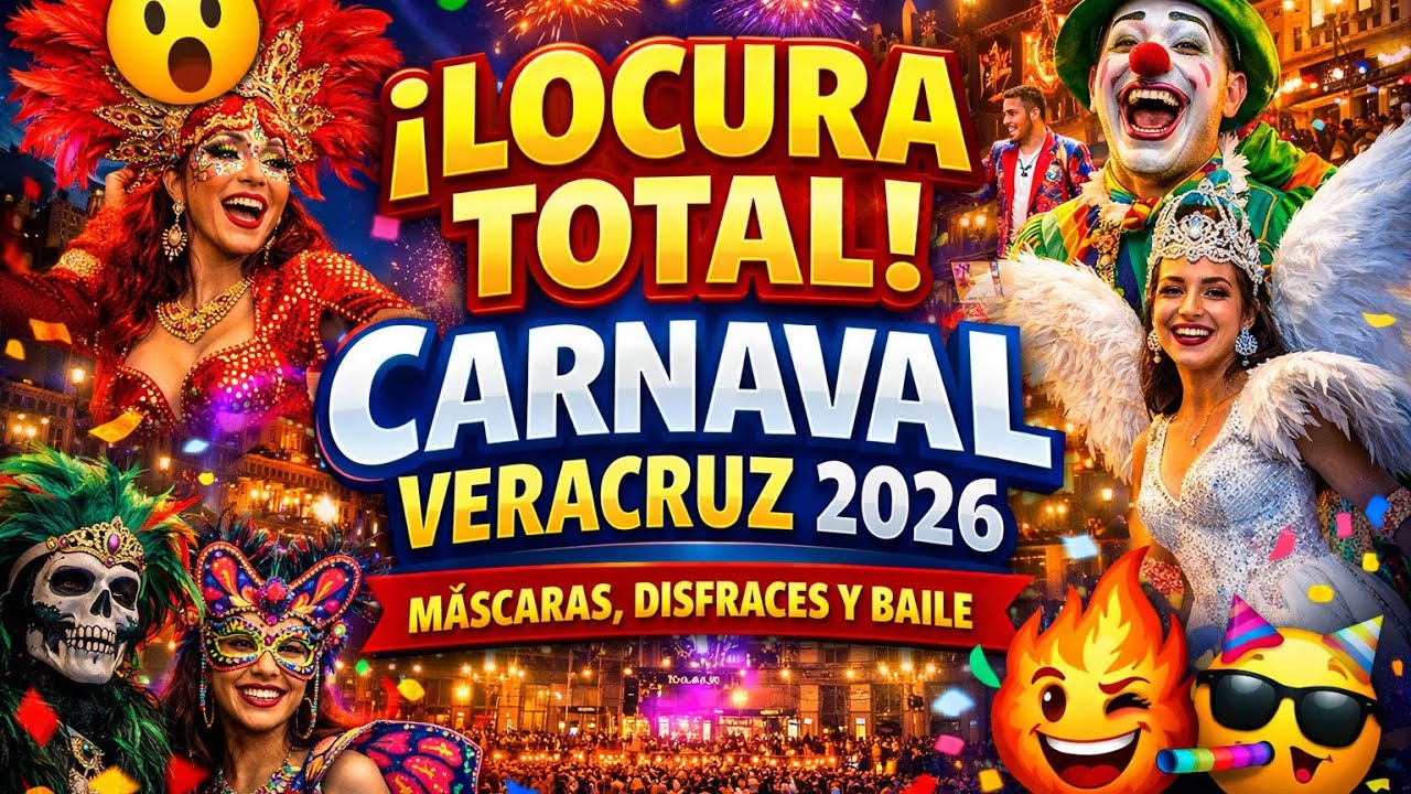 ¡LOCURA TOTAL! Festival de Máscaras y Disfraces 🎭🔥 Carnaval Veracruz 2026 | Música, Baile y Alegría