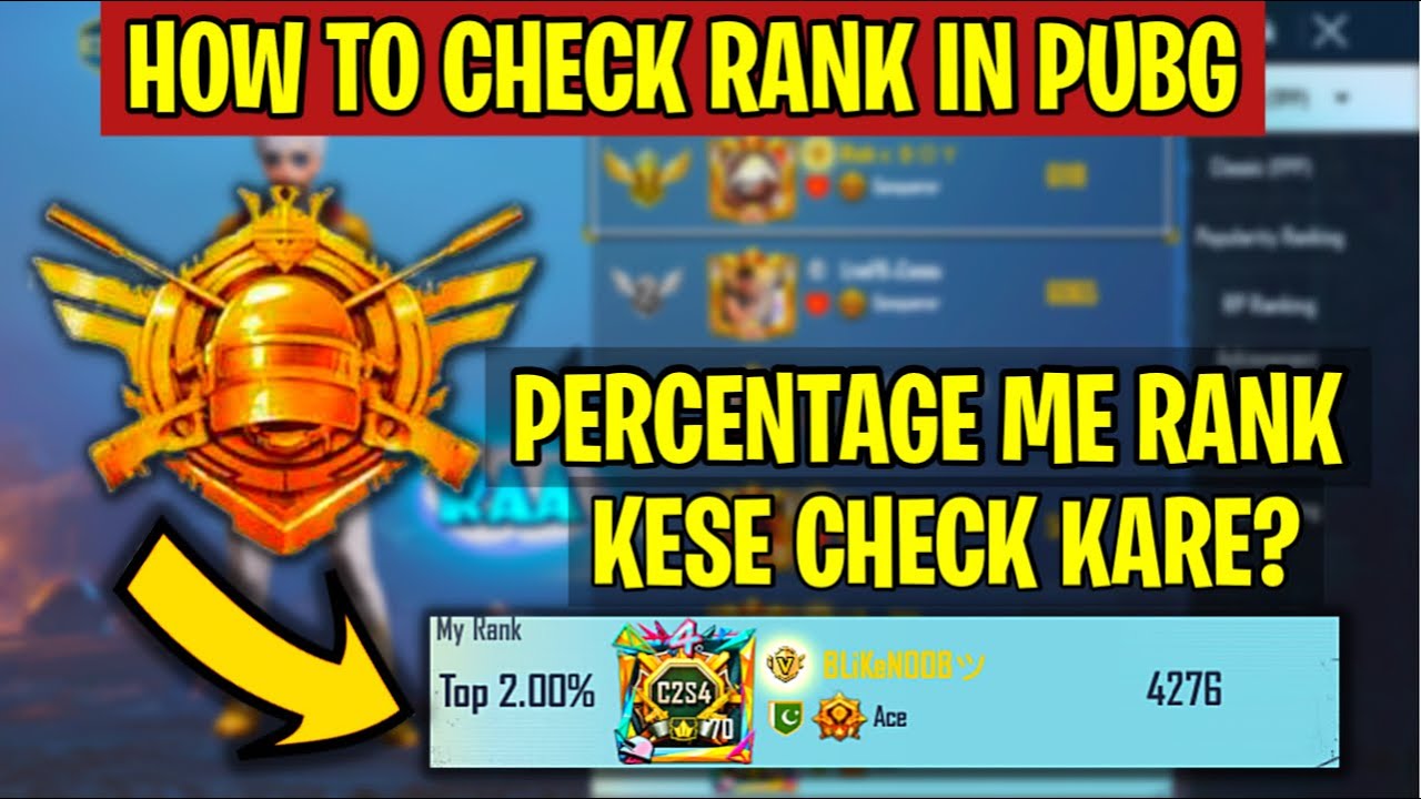 How to check rank in pubg | rank percentage in pubg | pubg percentage me rank Kese check kare
