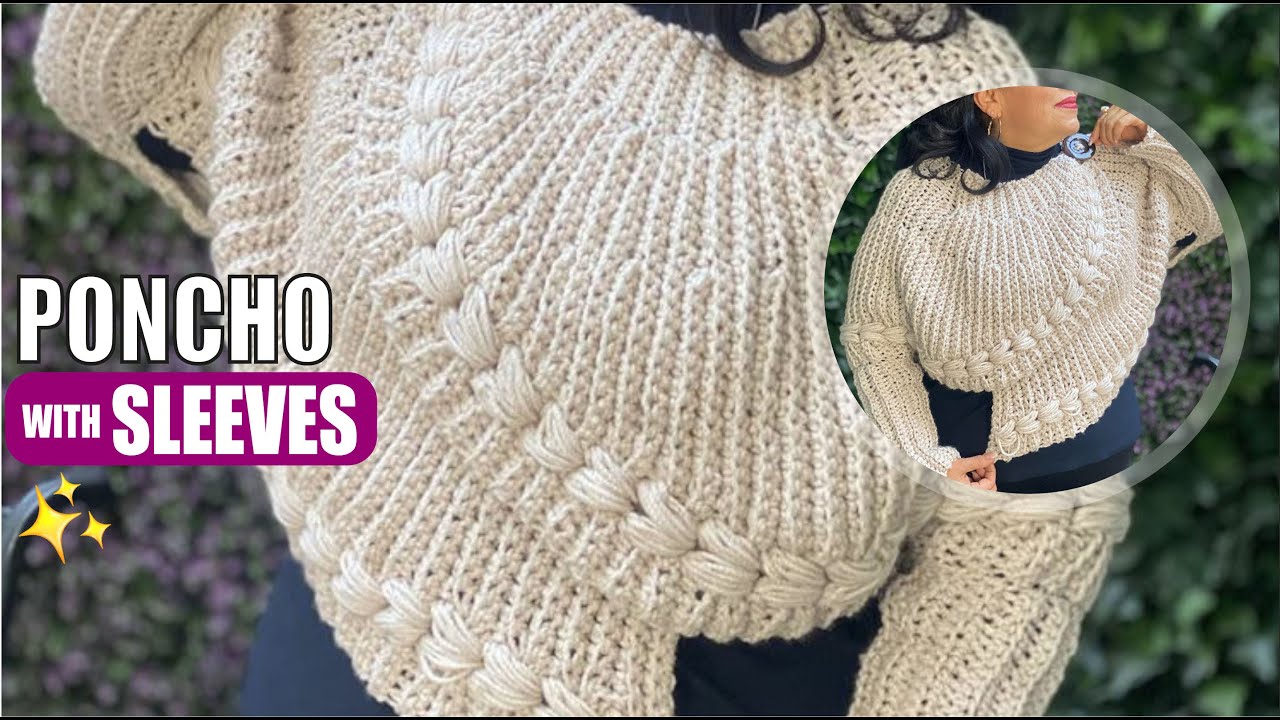 HOW TO Crochet a Cross Poncho w/Sleeves - EASY AND FAST - BY LAURA CEPEDA