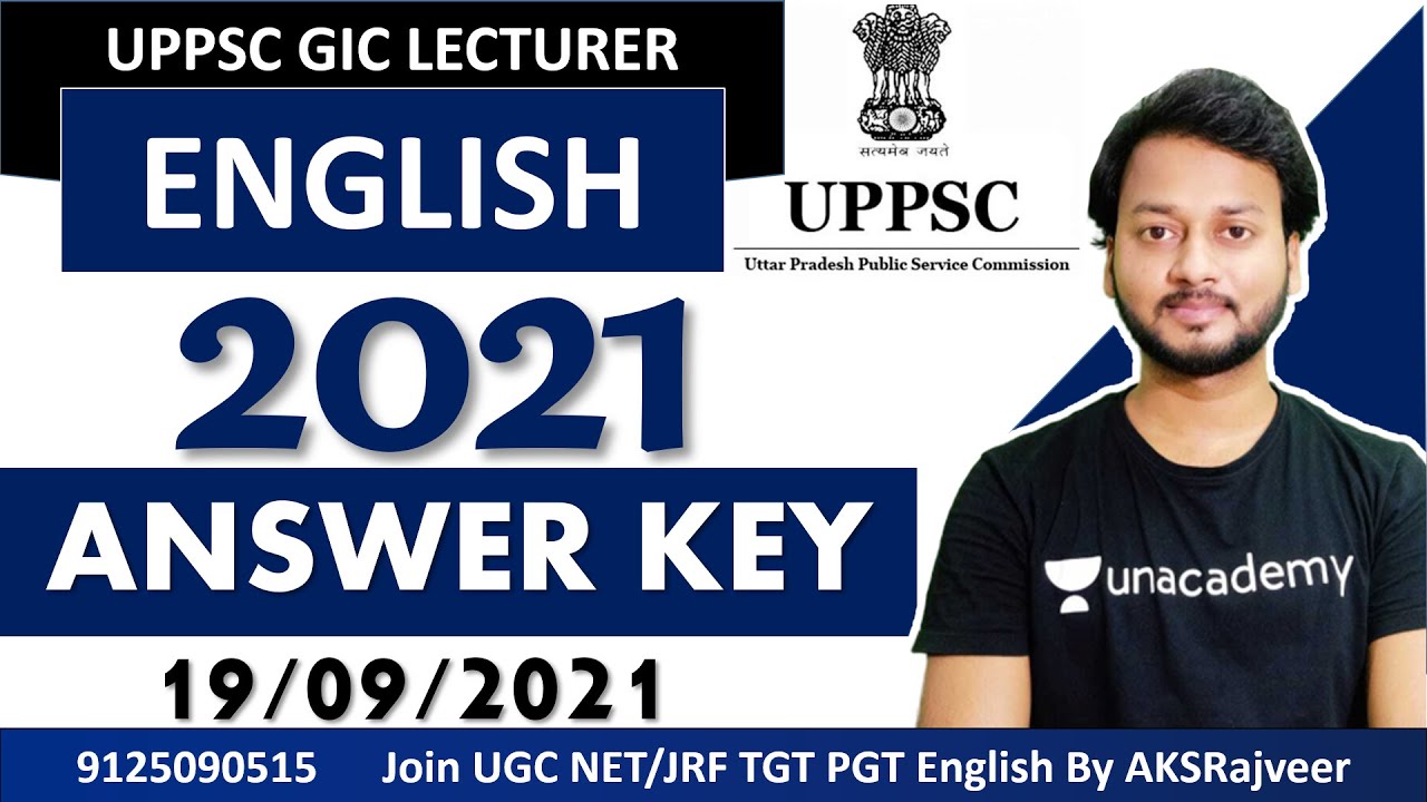 UPPSC GIC LECTURER ENGLISH ANSWER KEY 2021|| DETAILED EXPLANATION || EXAM DATE 19/09/2021