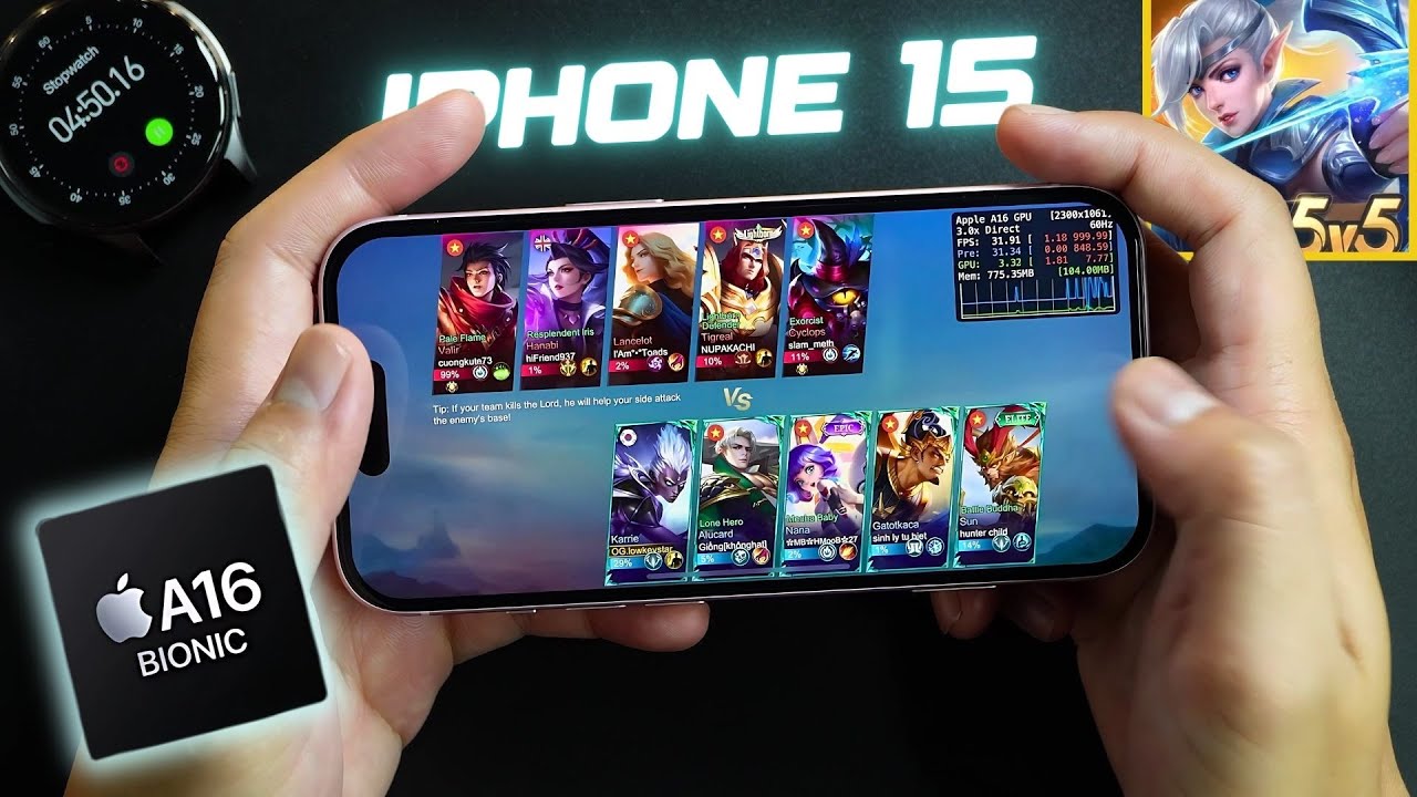iPhone 15 Mobile Legends test With FPS Meter & Battery Test