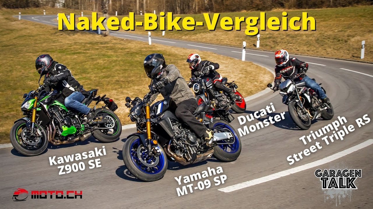 Kawasaki Z900 SE im Vergleich mit Yamaha MT-09 SP, Ducati Monster und Triumph Street Triple RS