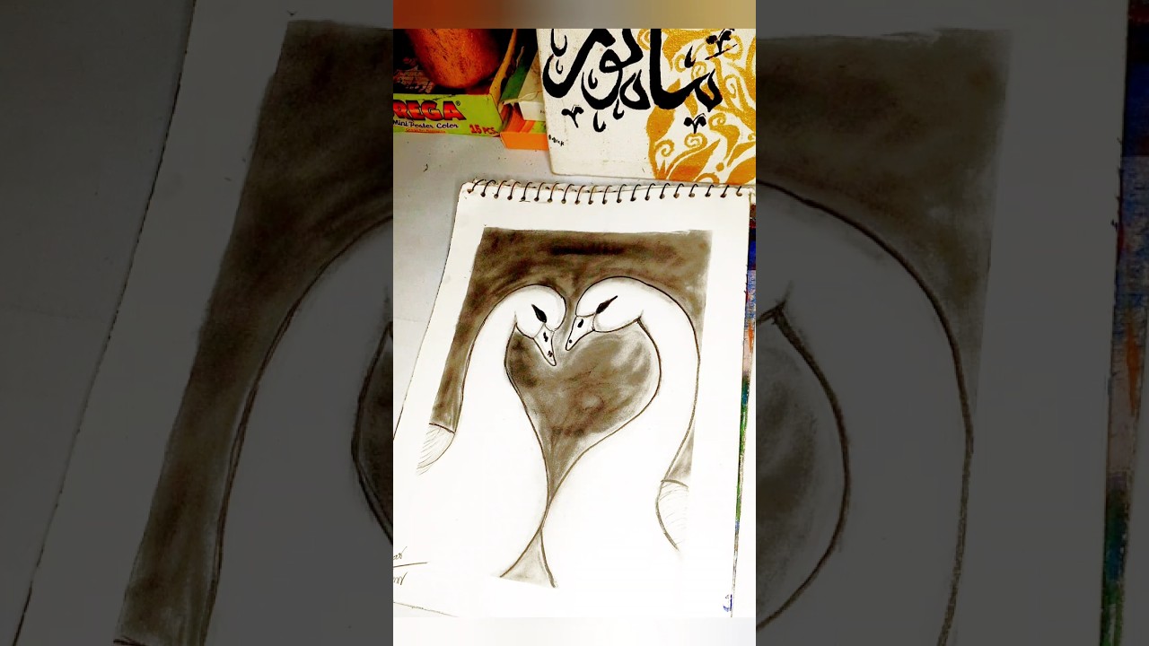 Two Swans One Heart | Romantic Pencil Drawing | Easy Sketch Art