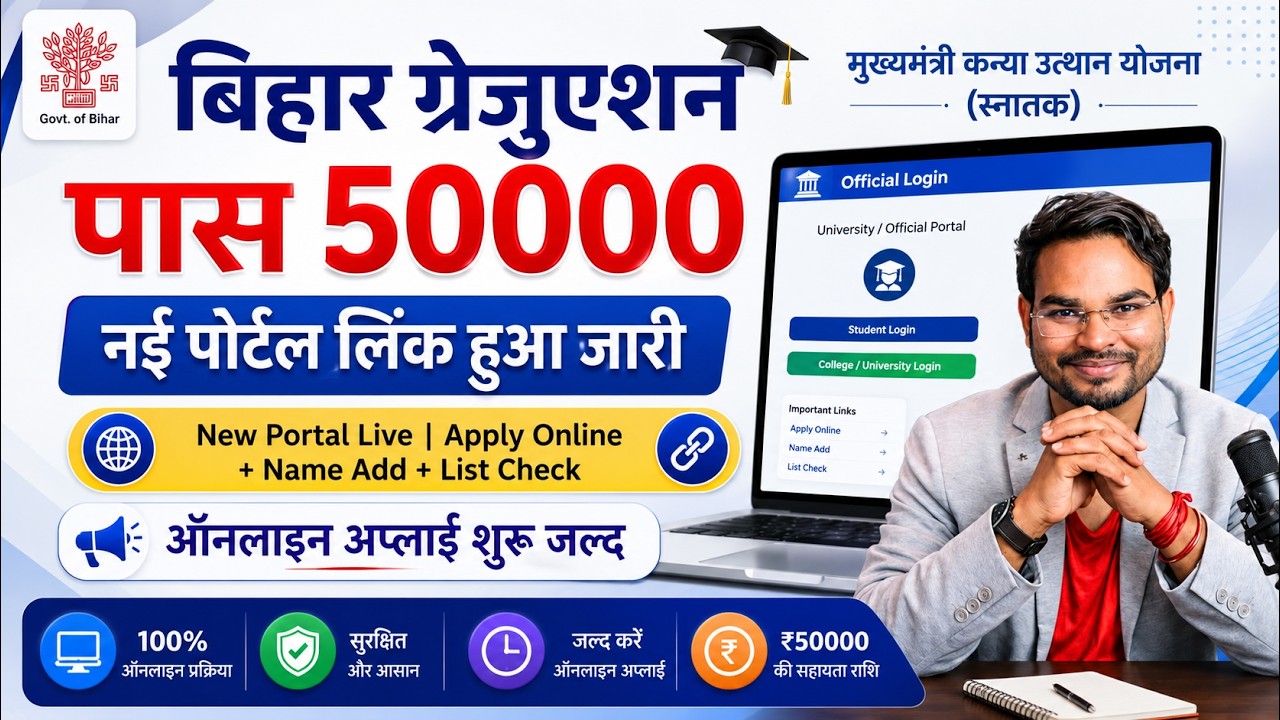 Bihar Graduation Pass 50000 Scholarship 2026: New Portal Live | Apply Online + Name Add + List Check