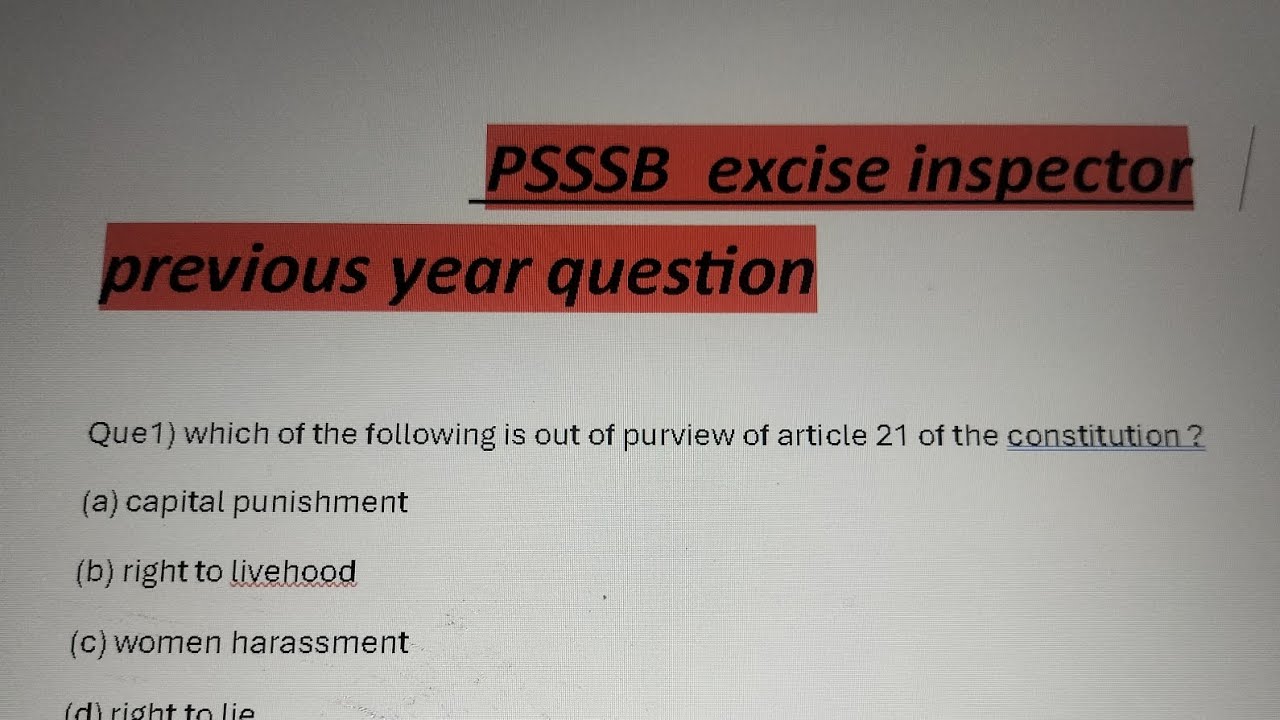 Psssb excise inspector previous year question  #psssbexciseinspector #psssbexam 