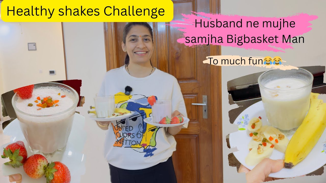 Healthy Shakes Challenge || Strawberry Shake & Banana Shake || 