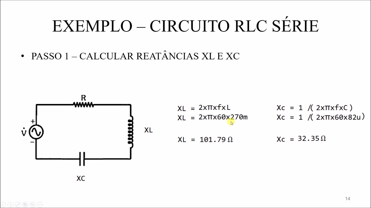 ELETROTÉCNICA CA - CIRCUITO RLC SÉRIE - CÁLCULO DE CORRENTE E TENSÃO