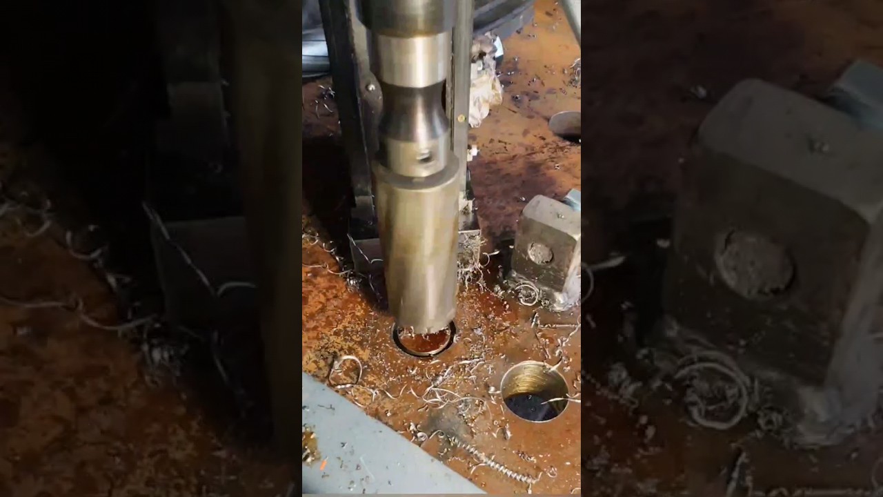 Drilling with annular cutter in steel #machine #machinist #chips #machineshop #asmr #steel #metal