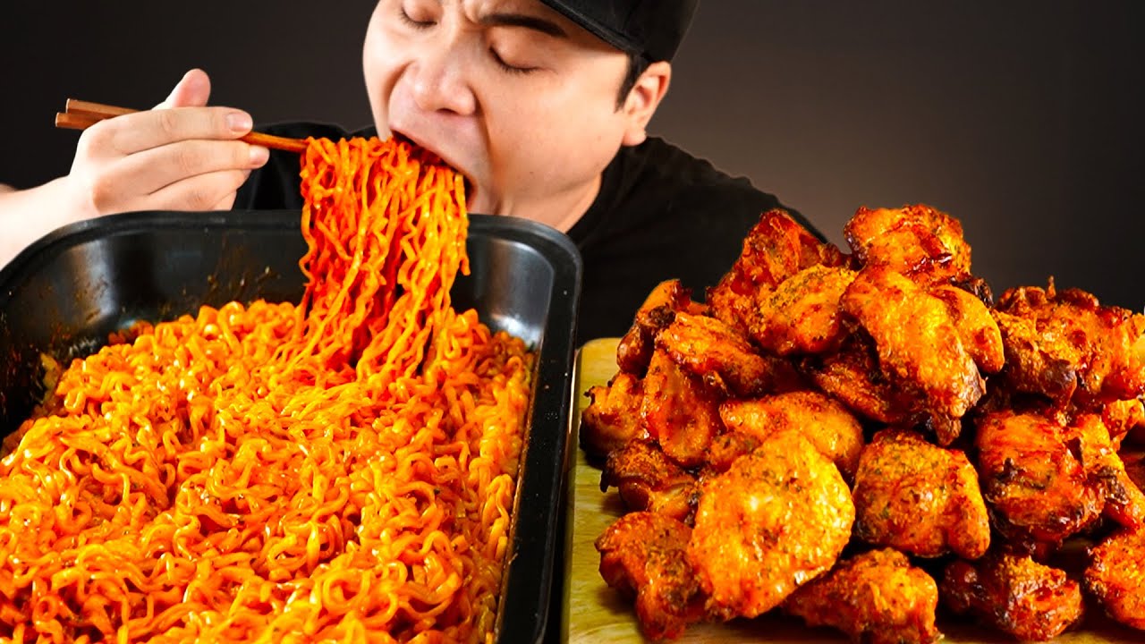 굽네 고추바사삭순살과 까르보나라불닭 먹방~!! 리얼사운드 ASMR Mukbang(Eating Show)