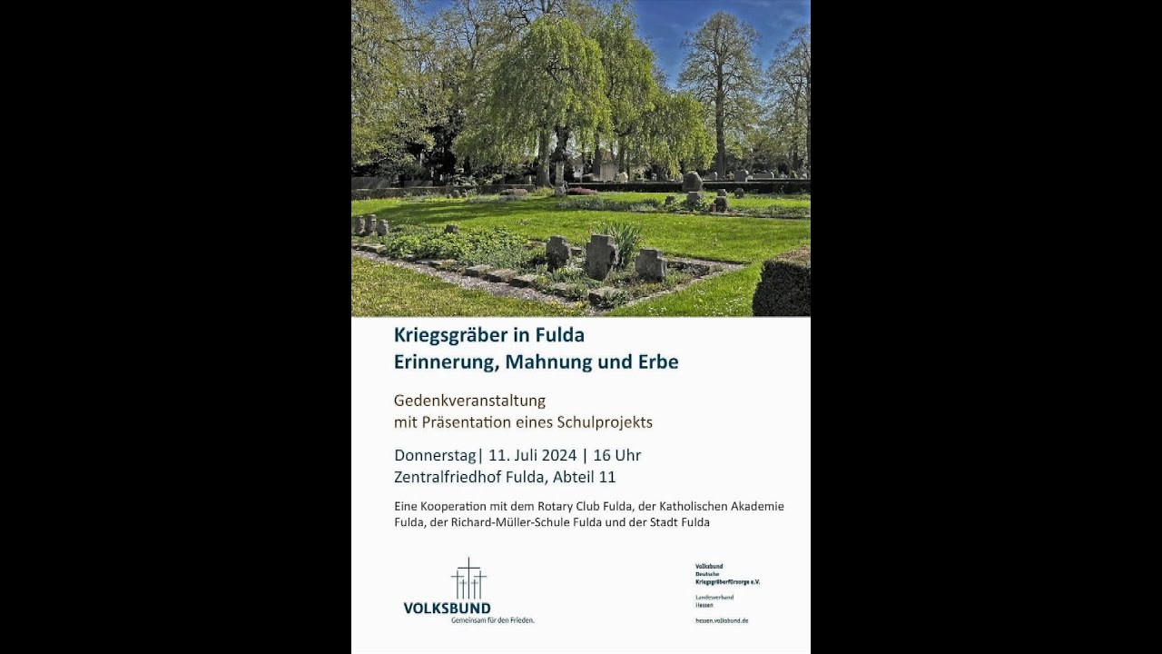 Gedenkveranstaltung 11.7.24 Zentralfriedhof Fulda Volksbundschulprojekt Bombenopfer Luftangriff 1944