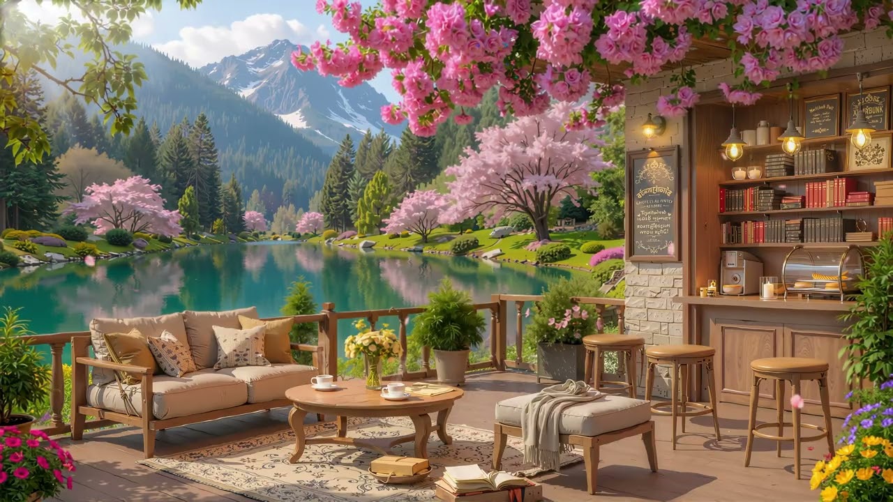 Relaxing Jazz Ambience in January | Jazz Café by the River With Cozy Fireplace for Study, Relax