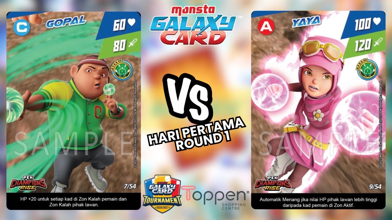 Game pembukaan minggu ke 2 Monsta Galaxy Card Tournament Toppen JB bertemakan Pek Champion Rise