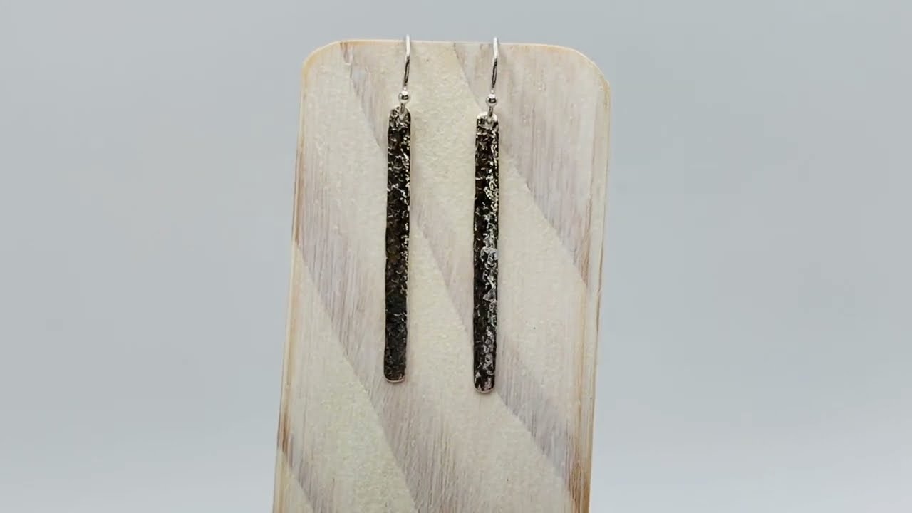 Sterling Stick Earrings Stone Texture by Klee Angelie Jewelry