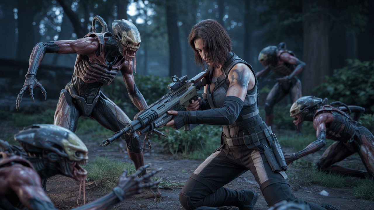 Full Sci-Fi Horror Movie! Survival in the forest: an incredible battle with aliens and hunters!