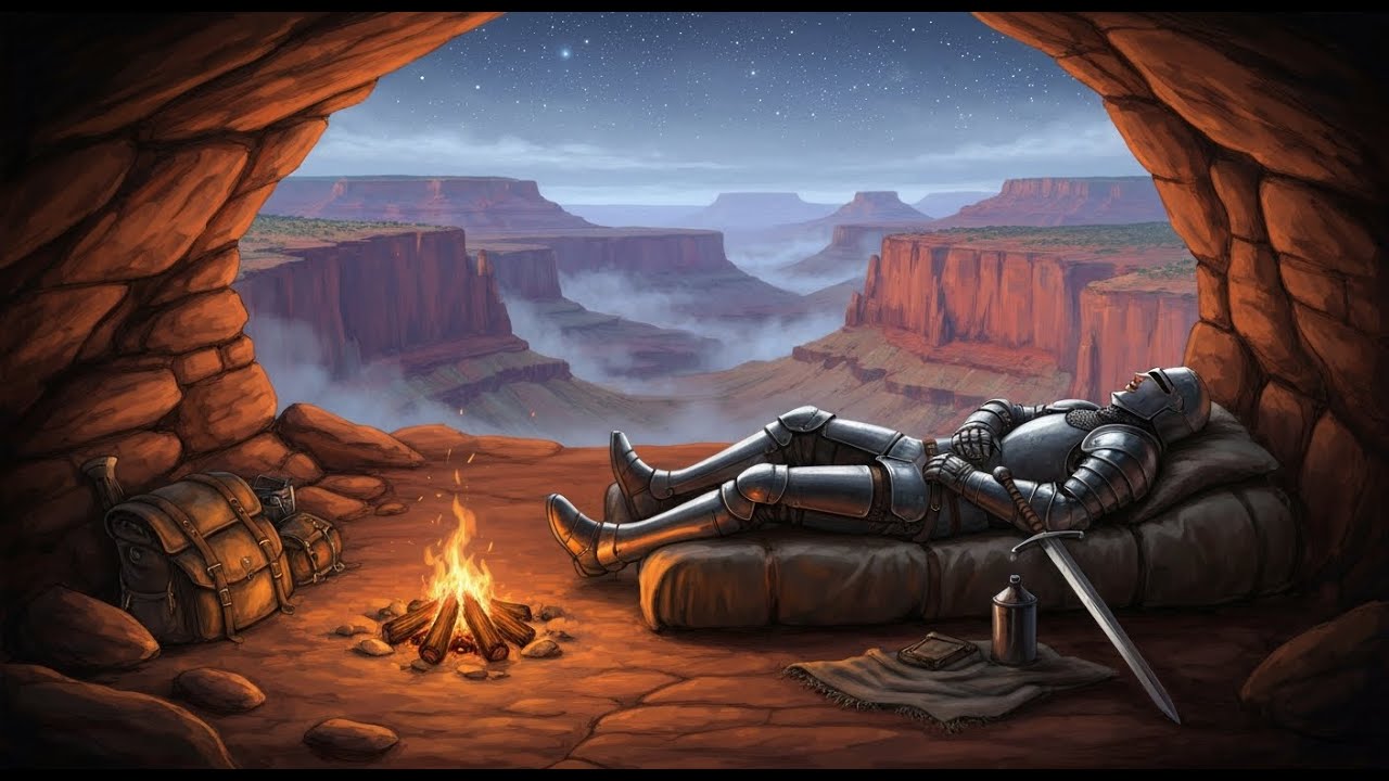 Knight's Rest At Canyon Rim Camp | Medieval Sleep Ambience Under Desert Stars