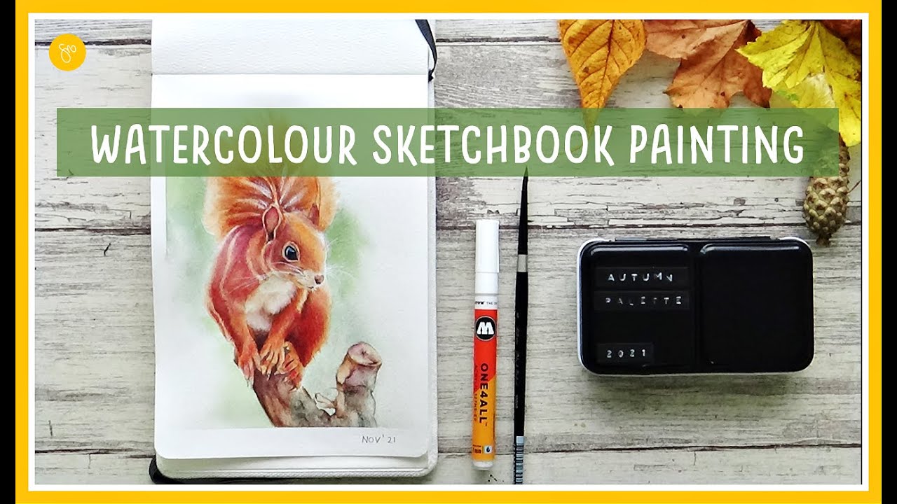 Watercolour Sketchbook painting of a squirrel | Testing out my new watercolour Palette (finally!)