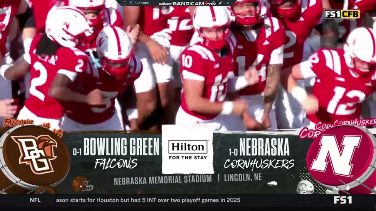 Вступление к матчу NCAA по американскому футболу на канале FS1: Bowling Green против Nebraska
