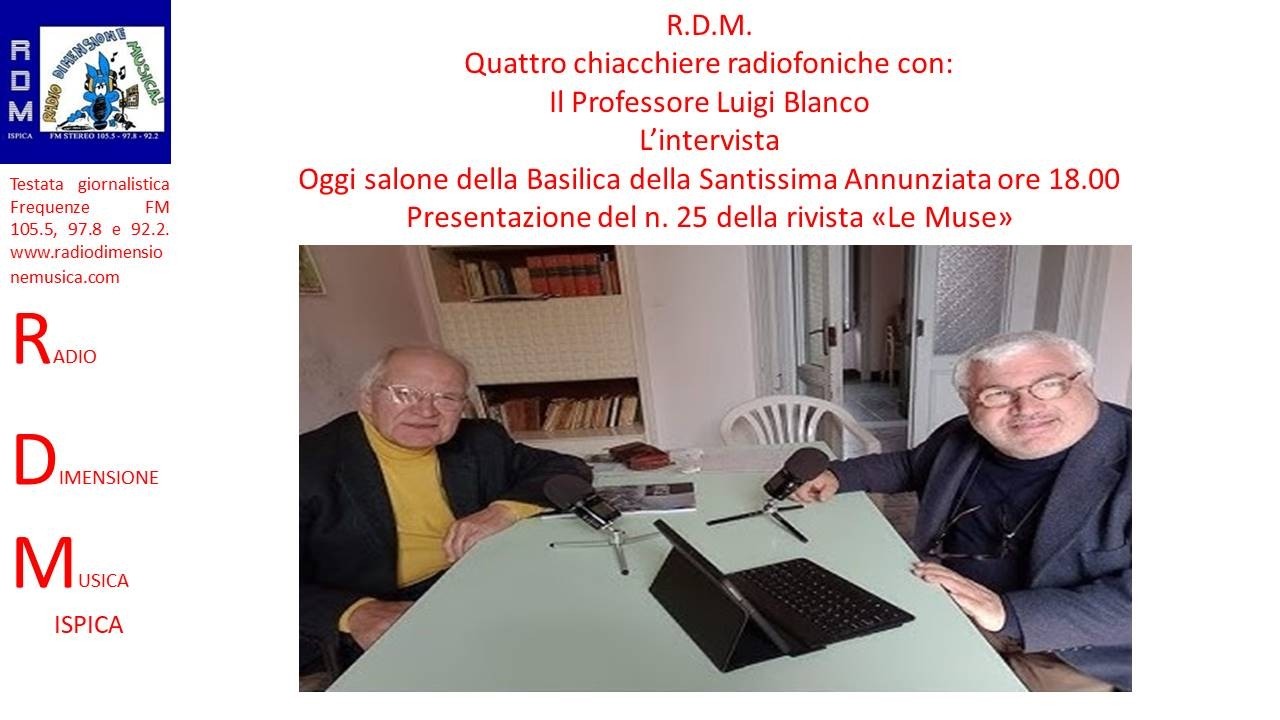 R.D.M. - QUATTRO CHIACCHERE CON IL PROFESSORE LUIGI BLANCO PRESENTAZIONE N 25 DELLA RIVISTA LE MUSE