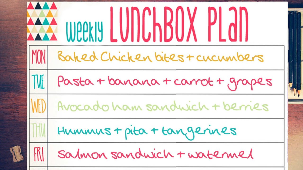 Lunch box weekly menu plan - back to school #4