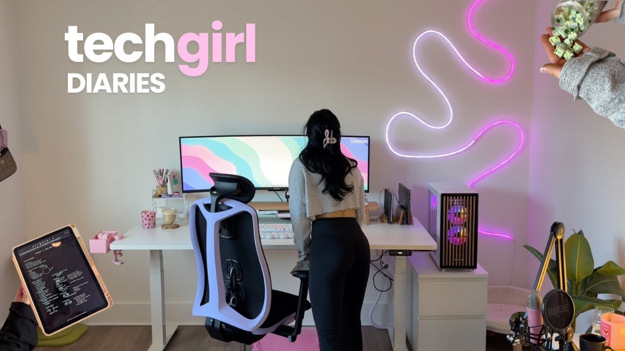 Tech Girl Diaries 02: bioinformatics, podcast set up & strawberry matcha inspired keyboard build 🍵💻🎀