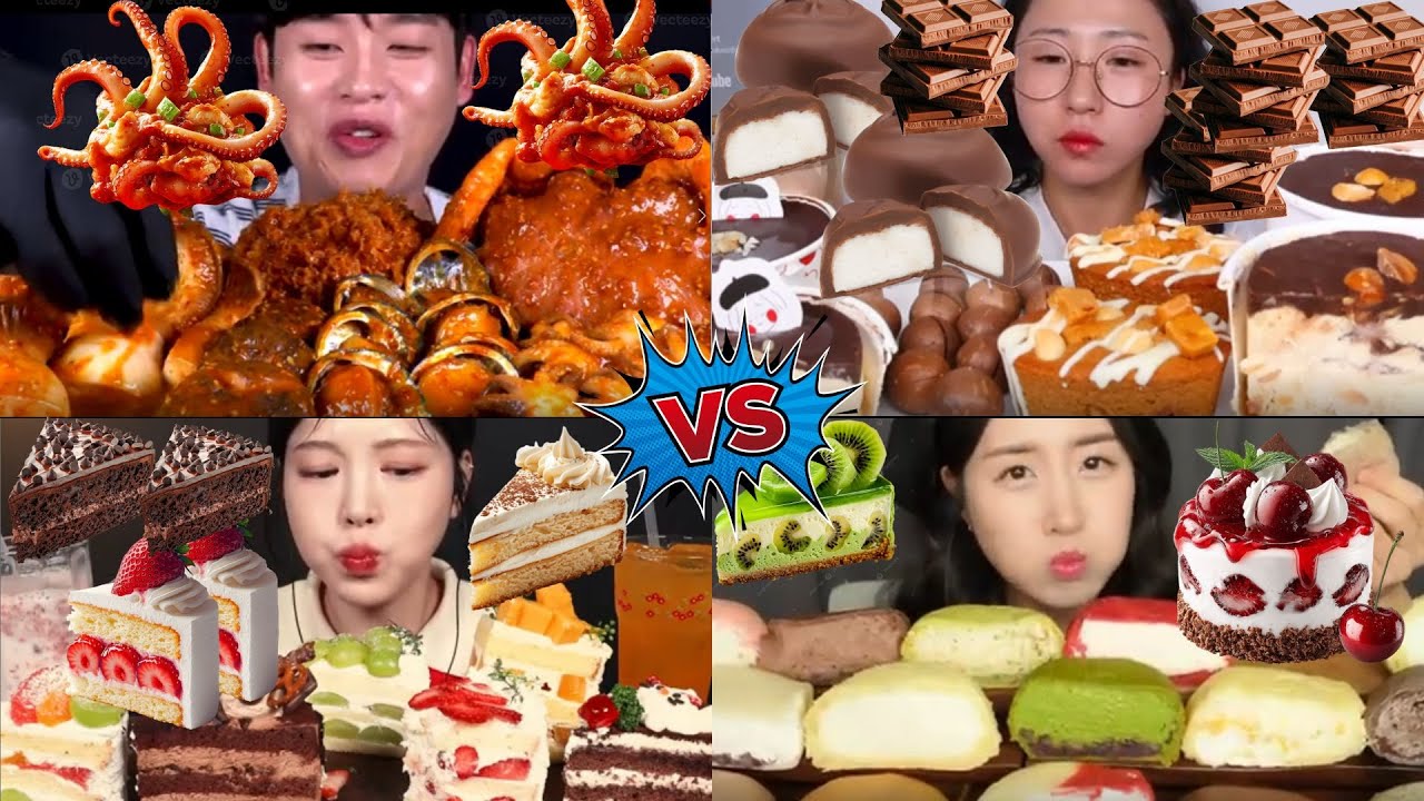 Spicy Seafood 🐙 vs Chocolate Desserts 🍫 vs Cakes 🍰 | Ultimate VS Mukbang Challenge