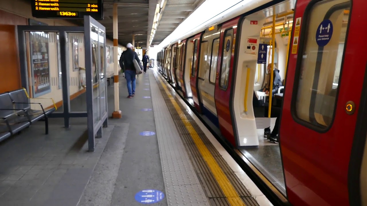London Underground Hammersmith & City Line Train Departing Shepherd's Bush Market 9 October 2020