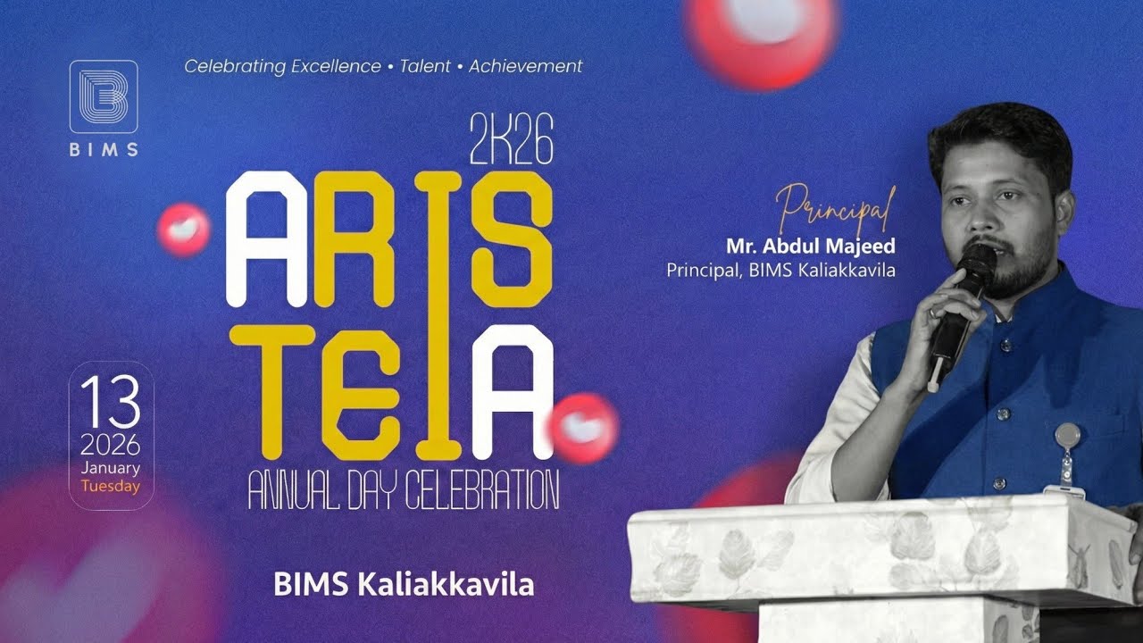 Words of Guidance from Our Principal | Mr. Abdul Majeed | Aristeia 2K26 | BIMS Kaliakkavila 