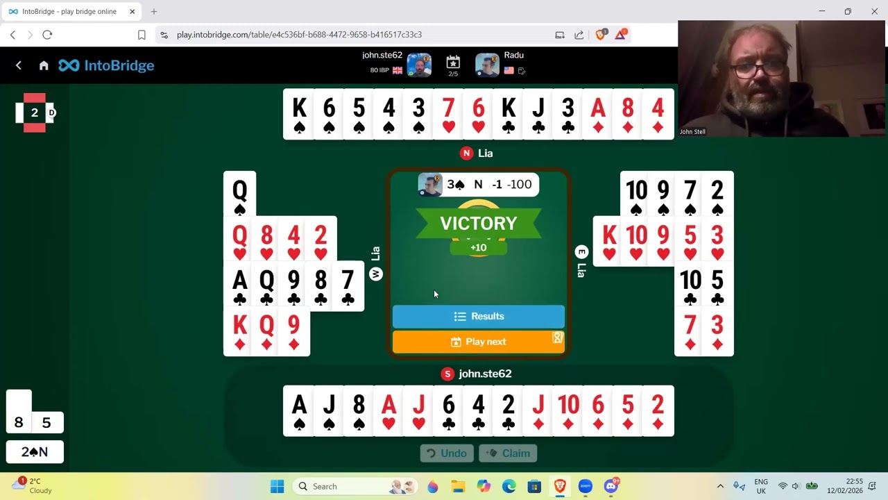 5 hands against bridge player Radu Nistor - 12th February 2026