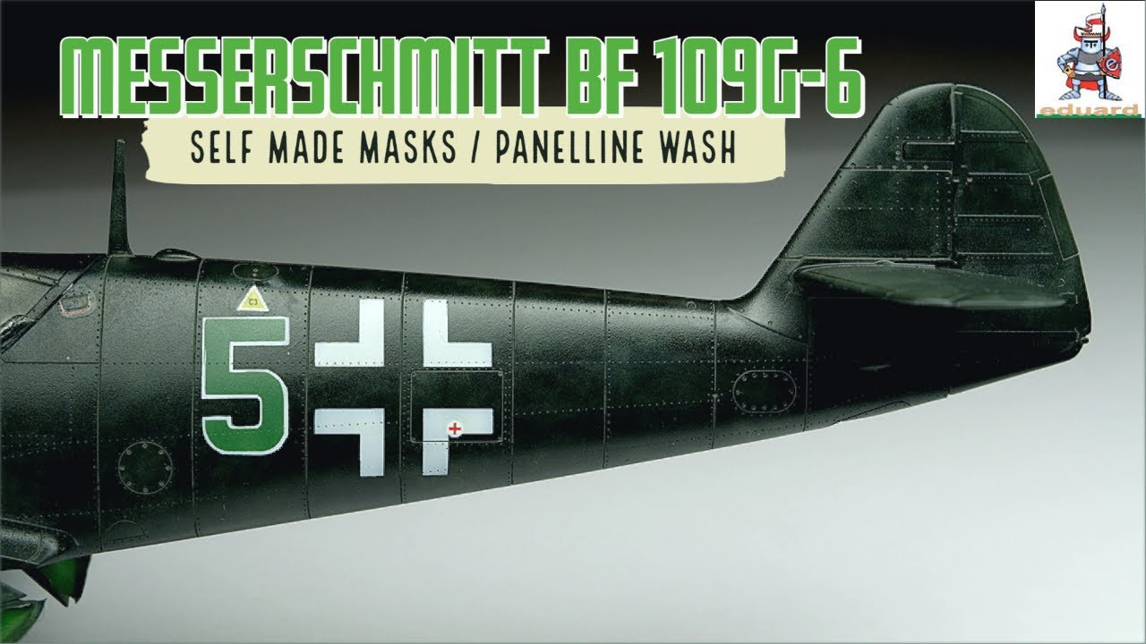 Self made Masks and Panellinewash - Messerschmitt Bf 109-G6 1/48 from Eduard - over Black Basing