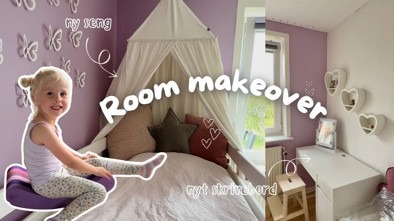ROOM MAKEOVER AF ELLIES VÆRELSE🎨🛌🧸 Får et HELT nyt værelse med nye møbler fra Ikea│LOUISE SOPHIA♡
