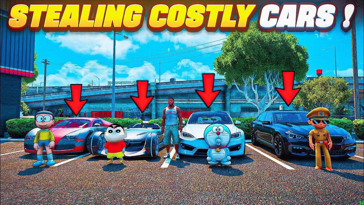 Costly Cars &ldquo;🚗&rdquo; Stealing Challenge In GTA5 With Shinchan Doraemon Nobita & Shiva Hulk😱 Full Fun🤣