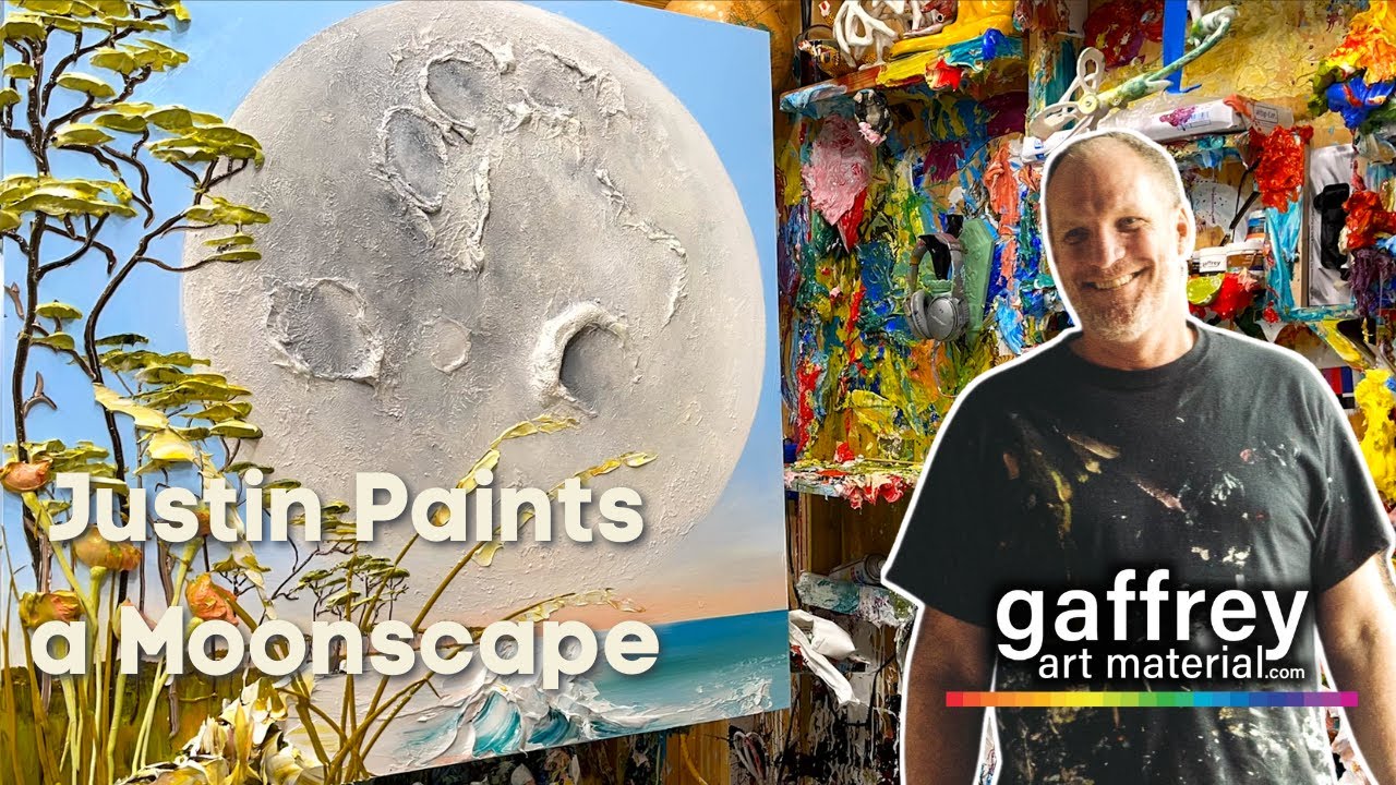 Justin Gaffrey Paints a Moonscape - Sculptural Acrylic Painting