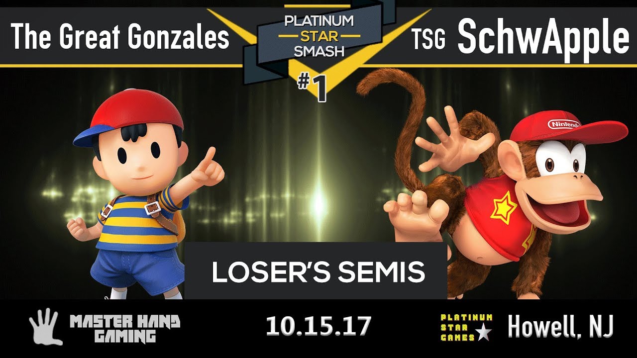 Platinum Star Smash 1 - TSG | SchwApple (Diddy Kong) vs. The Great Gonzales (Ness) - Loser's Semis